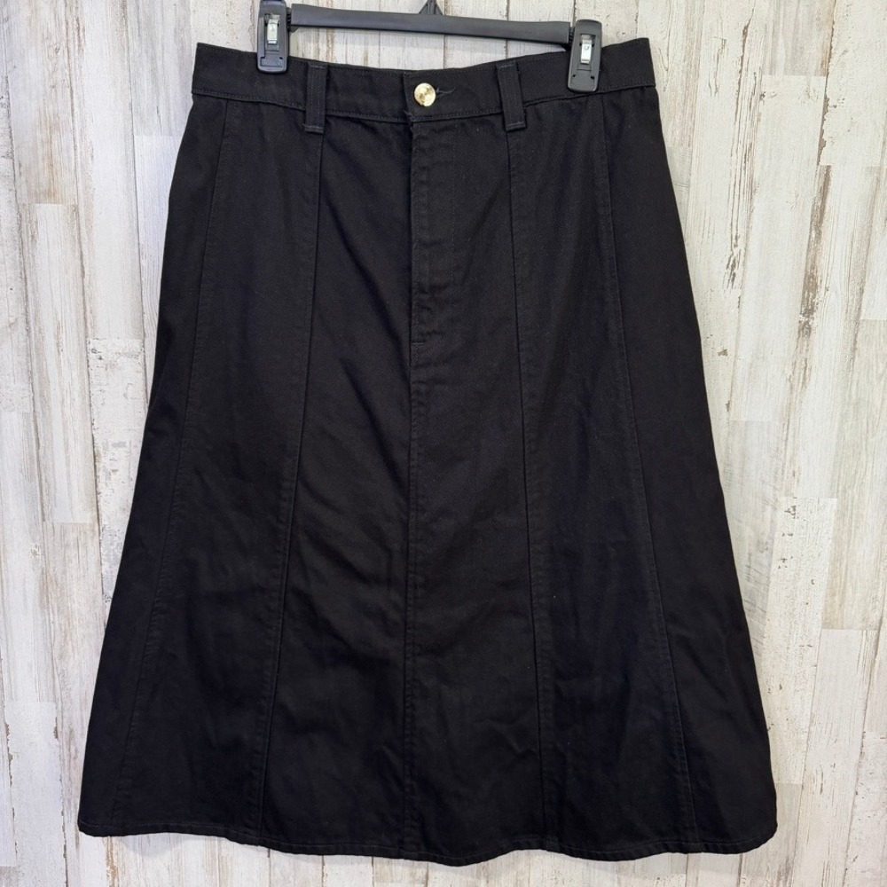 Ruadh Staffa Skirt Women 14/32 Black Renee Wash Long Denim Paneled USA Cotton‎